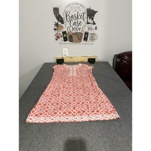 J.McLaughlin Women's Embroidered Pink, Orange And White Beach Tunic Dress Sz S